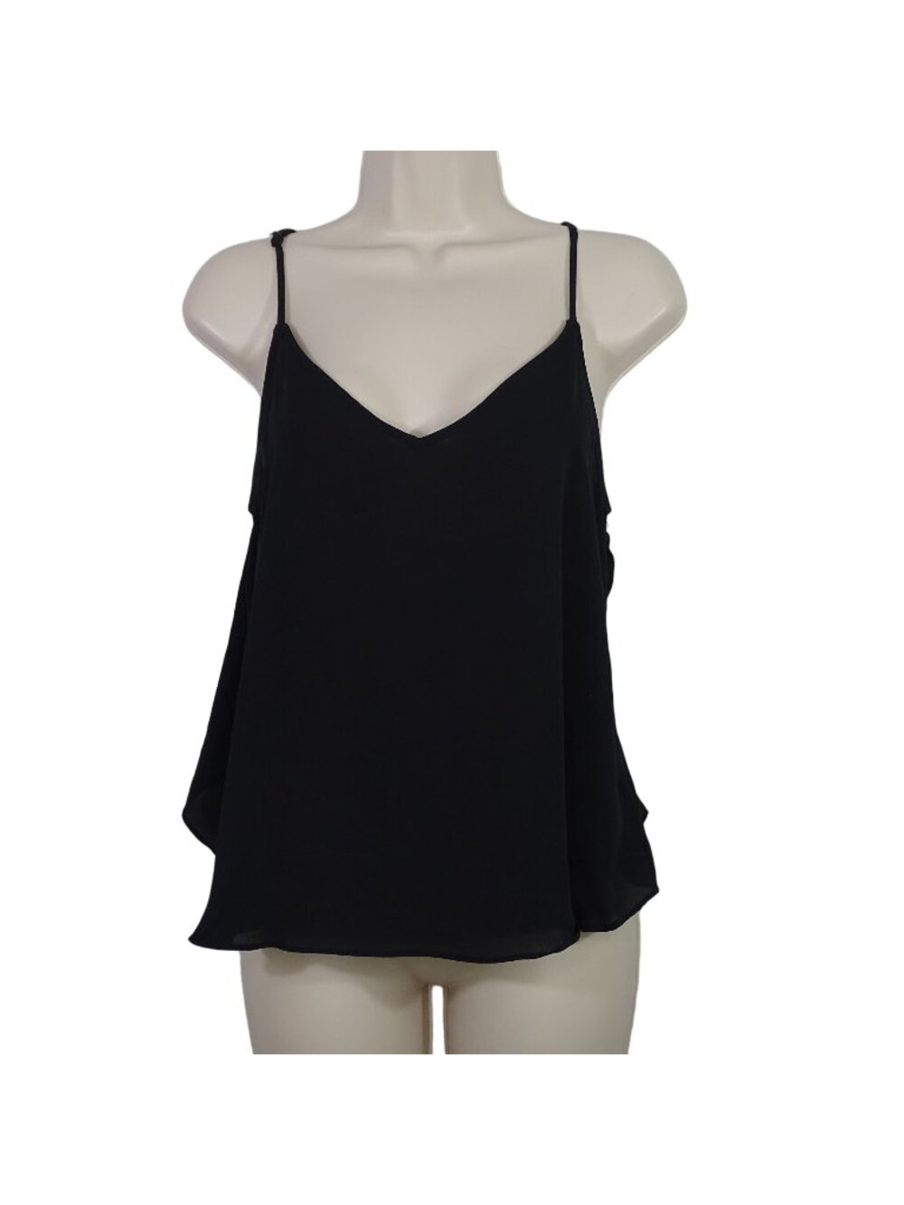 Eight Sixty Black Spaghetti Strap V-Neck Camisole Tank Top Women Size M Sheer
